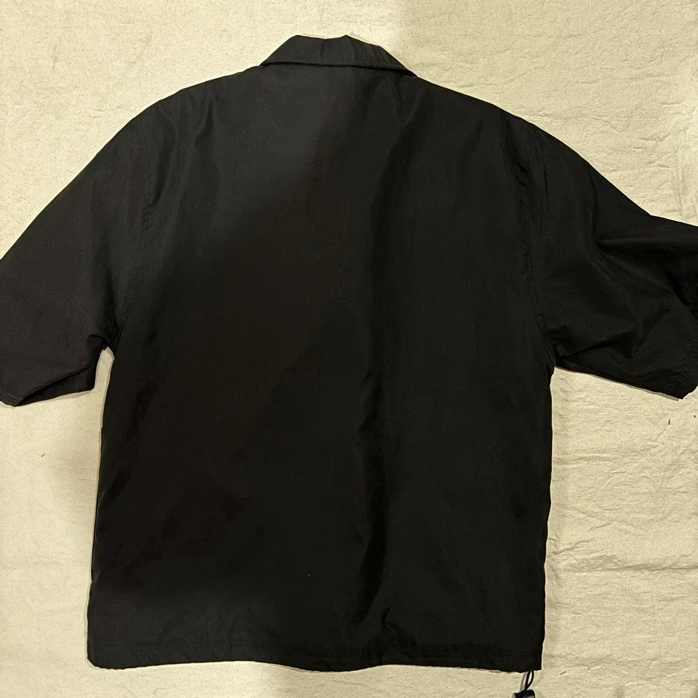 Black Short Sleeve Golf Wind Shirt Chilly Open Embroidered Size S